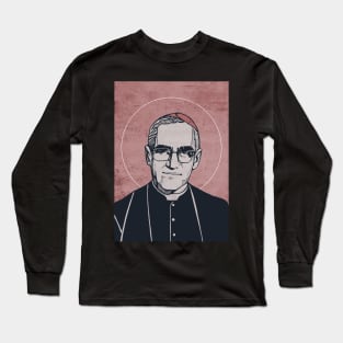 Hand drawn illustration of Saint oscar arnulfo romero Long Sleeve T-Shirt